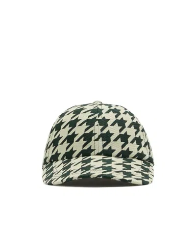 Burberry Houndstooth-pattern Cotton Cap In Green