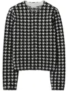 Burberry Houndstooth-pattern Crew-neck Jumper In Black