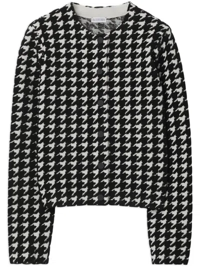 BURBERRY HOUNDSTOOTH-PATTERN CREW-NECK JUMPER