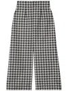 Burberry Houndstooth-pattern Gabardine Cropped Trousers In Black