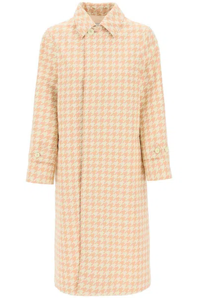 Burberry Houndstooth Patterned Car Coat In Multicolor