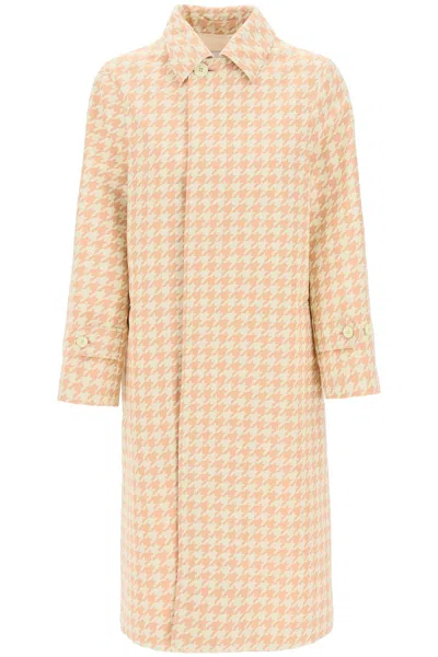 BURBERRY BURBERRY HOUNDSTOOTH PATTERNED CAR COAT WOMEN