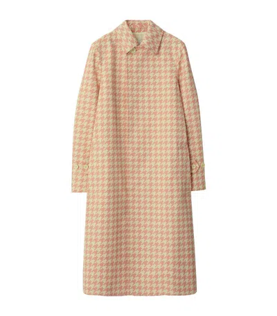 Burberry Houndstooth Print Car Coat In Pink