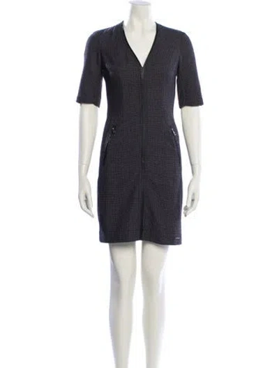 Pre-owned Burberry Houndstooth Print Mini Dress In Gray