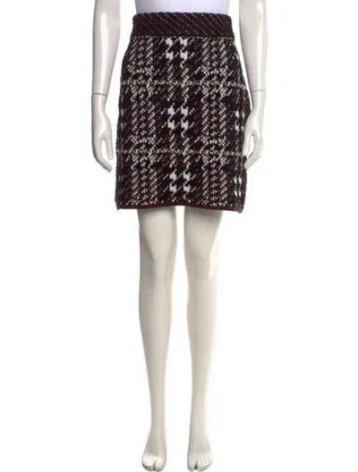 Pre-owned Burberry Houndstooth Print Mini Skirt W/ Tags In Brown