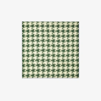 Burberry Houndstooth Silk Scarf In Ivy/sherbet