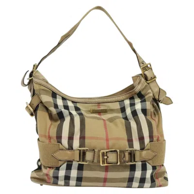 Pre-owned Burberry House Check Beige Canvas Shoulder Bag () In Sand