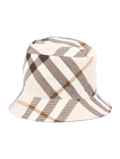 Pre-owned Burberry House Check Bucket Hat In Brown