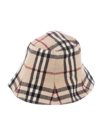 Pre-owned Burberry House Check Bucket Hat In Neutral