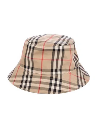 Pre-owned Burberry House Check Bucket Hat In Neutral