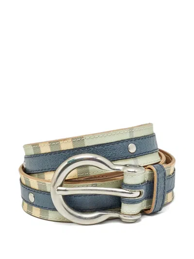 Pre-owned Burberry House Check Buckle Belt In Gray