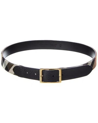 Burberry House Check Canvas & Leather Belt In Brown