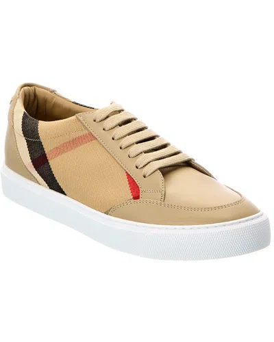 Burberry House Check Canvas & Leather Sneaker In Beige