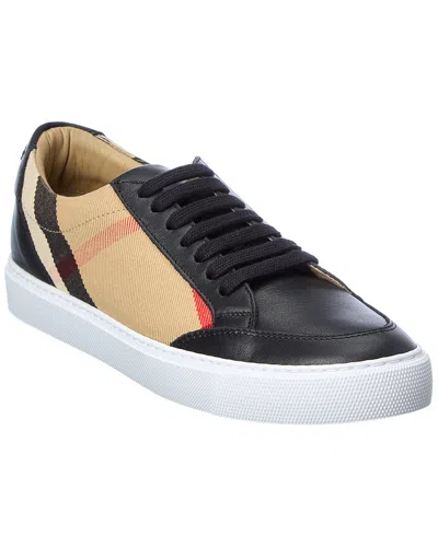 Burberry House Check Canvas & Leather Sneaker In Black