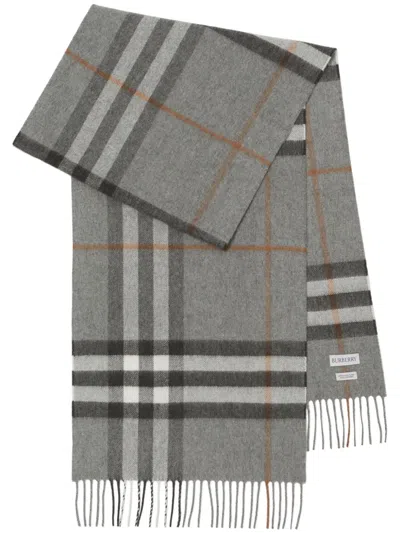 Burberry House Check Cashmere Scarf In Grey