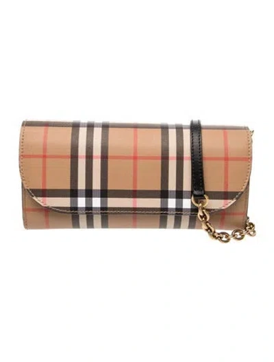 Pre-owned Burberry House Check Clutch In Neutral