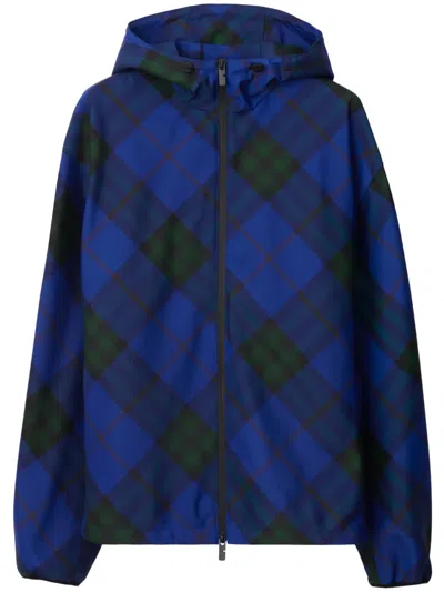 Burberry Blue Check Jacket In Knight