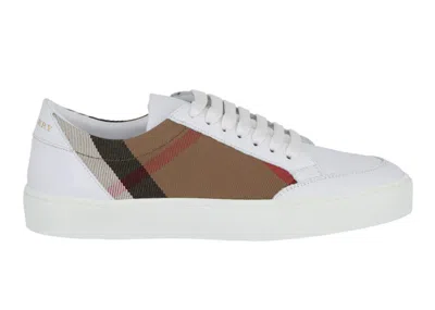 Pre-owned Burberry House Check Lowtop Sneaker (women's) Sneakers In White/brown In Multi