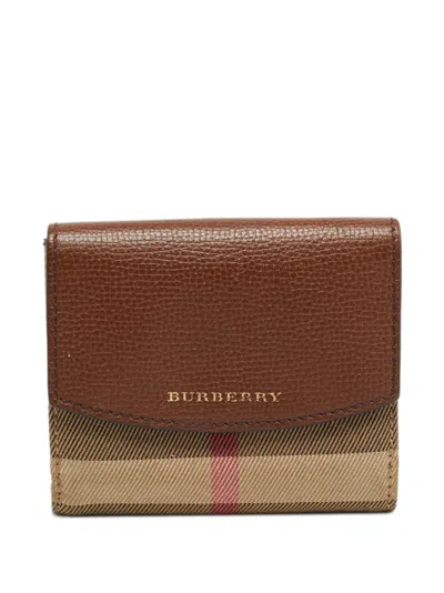 Pre-owned Burberry House Check Luna Wallet In Brown