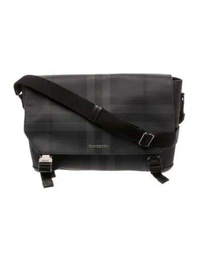 Pre-owned Burberry House Check Messenger Bag In Black