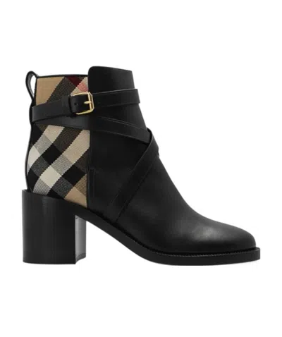 BURBERRY BURBERRY HOUSE CHECK ROUND-TOE BOOTS