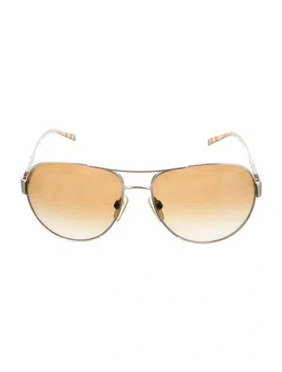 Pre-owned Burberry House Check Pattern Aviator Sunglasses In Neutrals