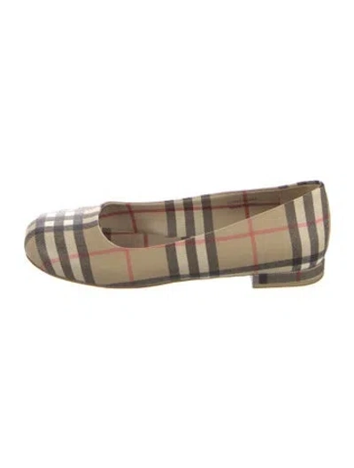Pre-owned Burberry House Check Pattern Ballet Flats In Neutral