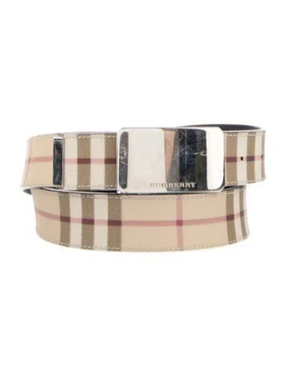 Pre-owned Burberry House Check Pattern Belt In Neutral