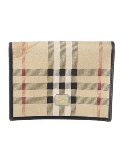 Pre-owned Burberry House Check Pattern Bifold Wallet In Neutrals