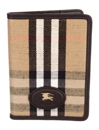Pre-owned Burberry House Check Pattern Bifold Wallet W/ Tags In Brown