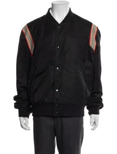 Pre-owned Burberry House Check Pattern Bomber Jacket In Black