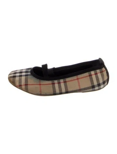 Pre-owned Burberry House Check Pattern Canvas Ballet Flats In Black