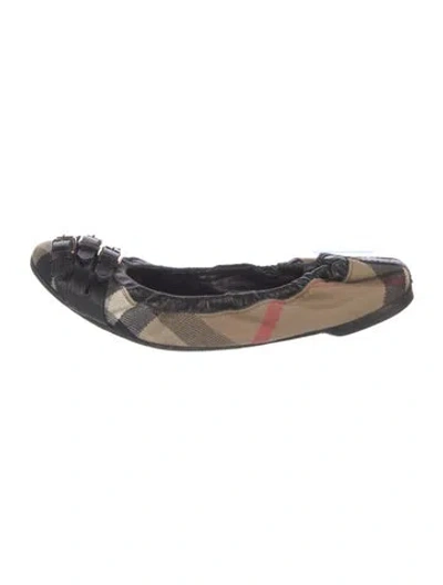 Pre-owned Burberry House Check Pattern Canvas Ballet Flats In Brown