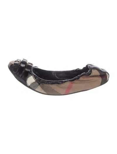 Pre-owned Burberry House Check Pattern Canvas Ballet Flats In Brown