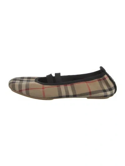 Pre-owned Burberry House Check Pattern Canvas Ballet Flats In Neutral