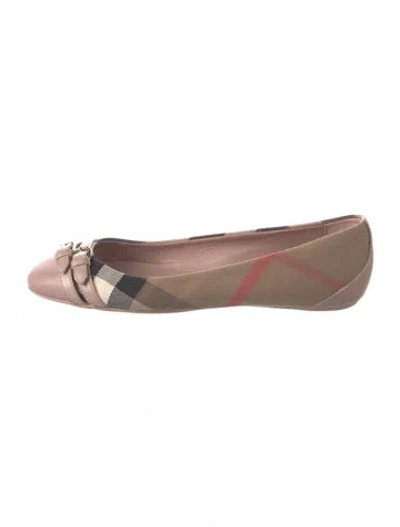 Pre-owned Burberry House Check Pattern Canvas Ballet Flats In Pink