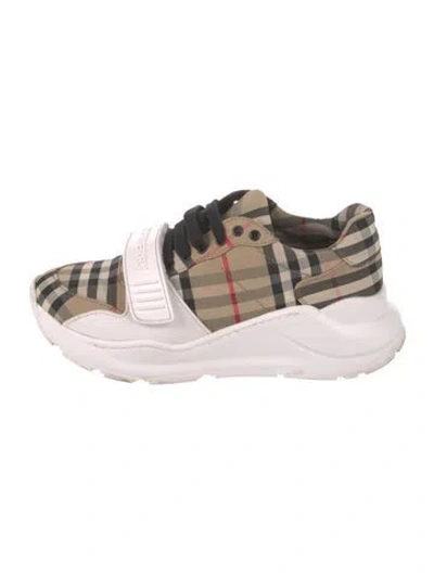 Pre-owned Burberry House Check Pattern Canvas Chunky Sneakers In Neutral