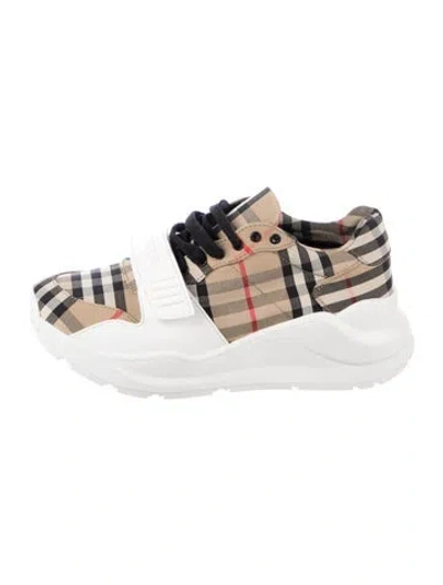 Pre-owned Burberry House Check Pattern Canvas Chunky Sneakers In Neutral