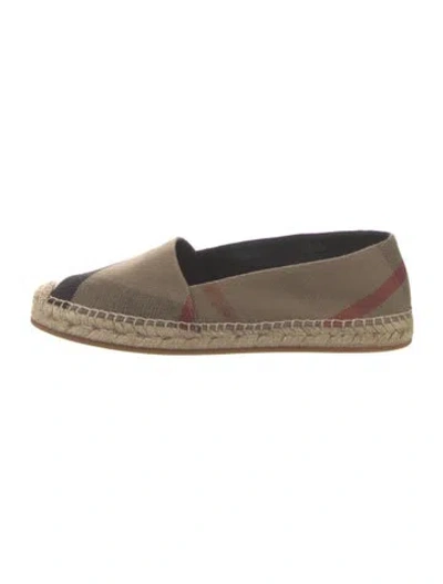 Pre-owned Burberry House Check Pattern Canvas Espadrilles In Brown