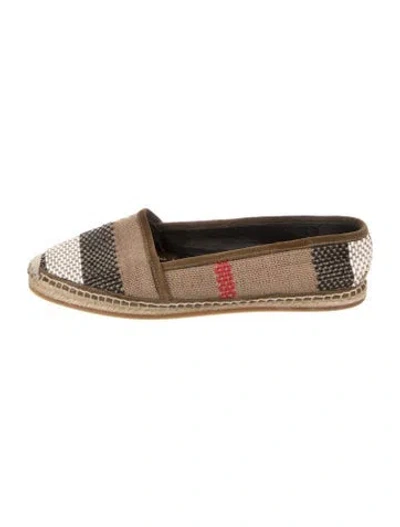 Pre-owned Burberry House Check Pattern Canvas Espadrilles In Brown