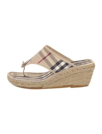 Pre-owned Burberry House Check Pattern Canvas Espadrilles In Brown