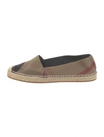 Pre-owned Burberry House Check Pattern Canvas Espadrilles In Brown