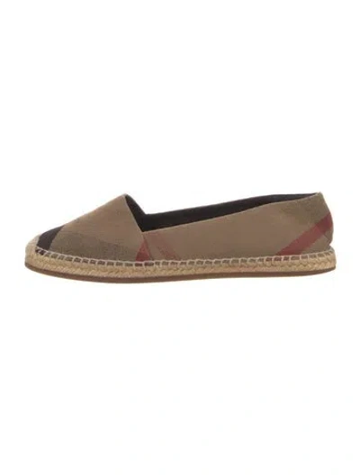 Pre-owned Burberry House Check Pattern Canvas Espadrilles In Brown