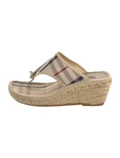 Pre-owned Burberry House Check Pattern Canvas Espadrilles In Neutral