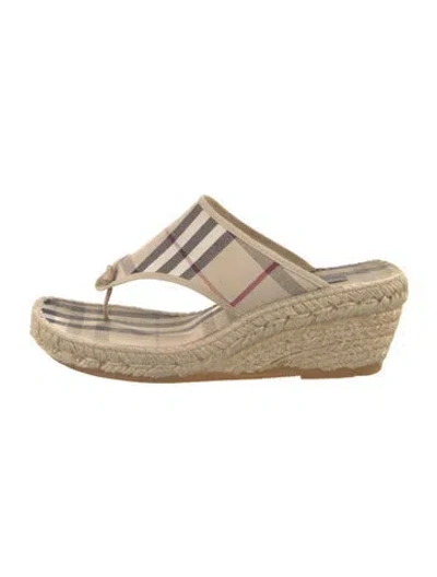 Pre-owned Burberry House Check Pattern Canvas Espadrilles In Neutral