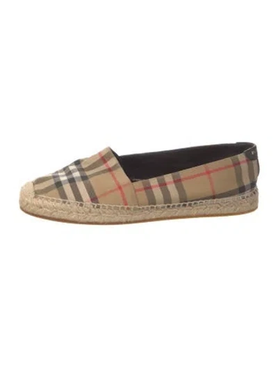 Pre-owned Burberry House Check Pattern Canvas Espadrilles In Neutral