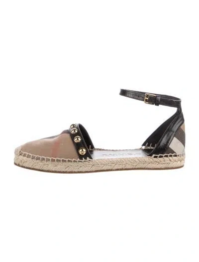 Pre-owned Burberry House Check Pattern Canvas Espadrilles In Neutral