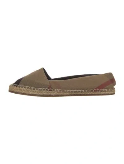 Pre-owned Burberry House Check Pattern Canvas Espadrilles In Neutral