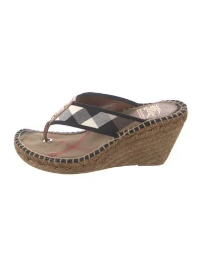 Pre-owned Burberry House Check Pattern Canvas Espadrilles In Neutral