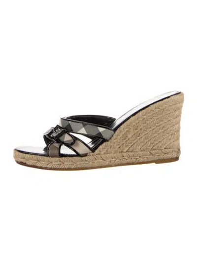 Pre-owned Burberry House Check Pattern Canvas Espadrilles In Neutral